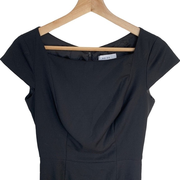 REISS Huxley Tailored Dress Black Wool Blend Cap Sleeve Square Neck Women’s Sz 4 - Picture 3 of 12